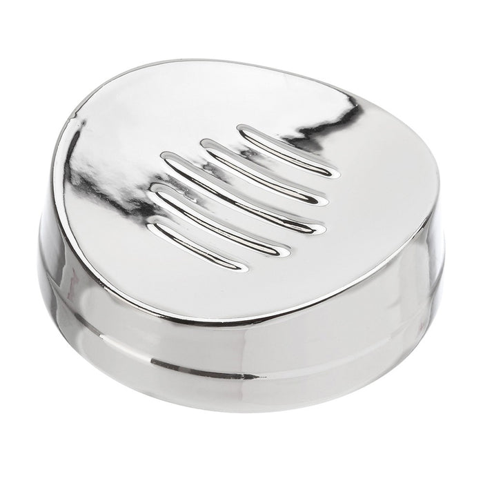 Portasapone In Ceramica Effetto Cromato Da Appoggio Krom