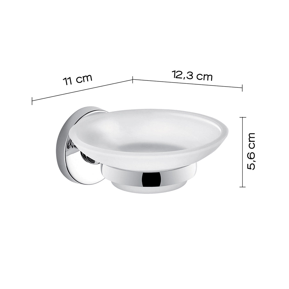 Portasapone a muro Gedy in vetro satinato e acciaio cromato | Felce