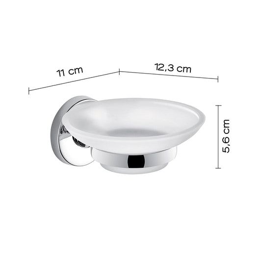 Portasapone a muro Gedy in vetro satinato e acciaio cromato | Felce