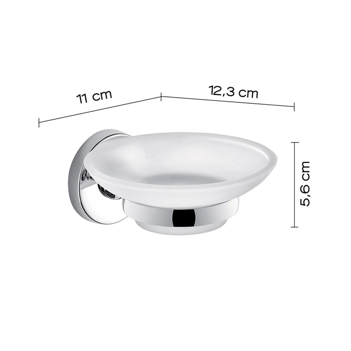 Portasapone a muro Gedy in vetro satinato e acciaio cromato | Felce