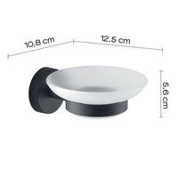 Portasapone a muro Gedy in vetro satinato e acciaio nero opaco | Eros