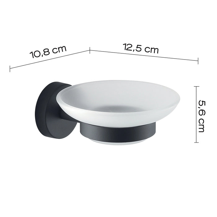 Portasapone a muro Gedy in vetro satinato e acciaio nero opaco | Eros