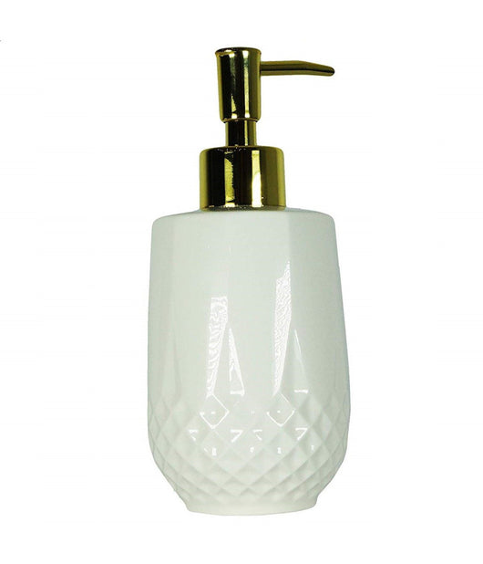 Portasapone Porta Sapone Cilindrico Bianco  10351 Trama Rombo Ceramica Sapone         