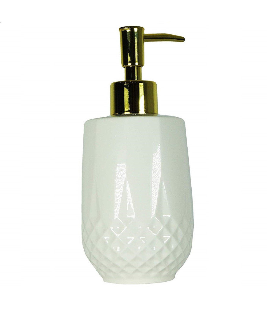 Portasapone Porta Sapone Cilindrico Bianco  10351 Trama Rombo Ceramica Sapone         