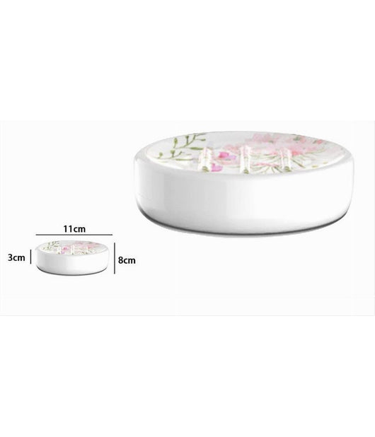 Portasapone Saponetta Accessorio Arredo Bagno Bianco Con Fiori In Ceramica 69919         