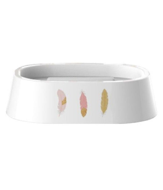 Portasapone Saponetta Accessorio Bagno Bianco Con Piume In Plastica 13.2cm 69801         