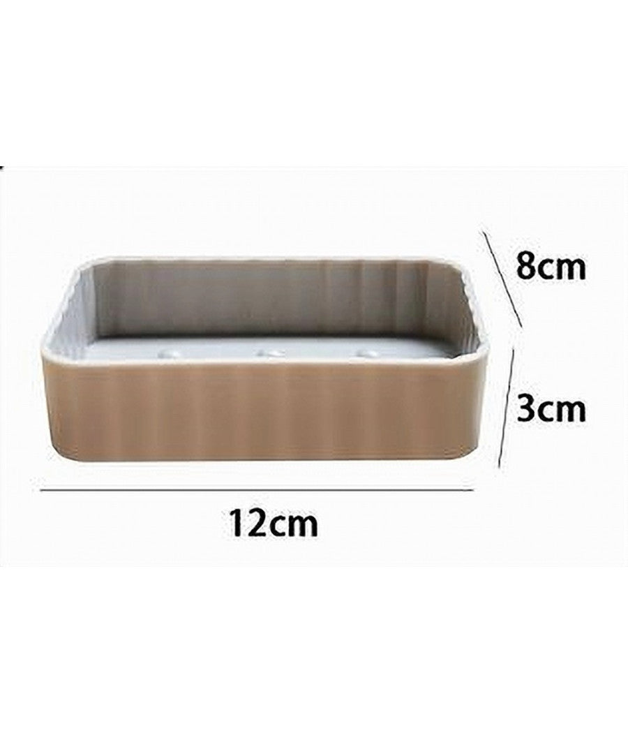 Portasapone Saponetta Bagno Rettangolare Tortora Rigato Accessorio Arredo 79192         