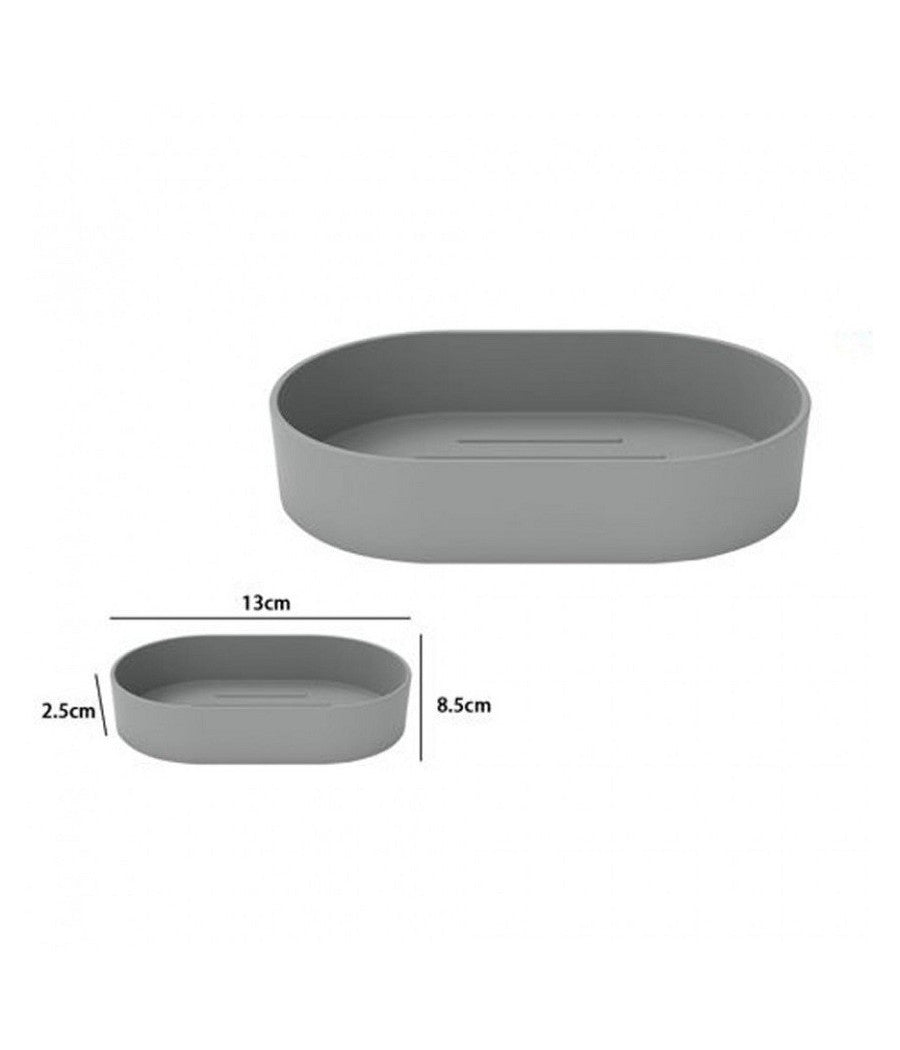Portasapone Saponetta Da Bagno In Plastica Accessorio Grigio 13x8.5x2.5 Cm 69856         