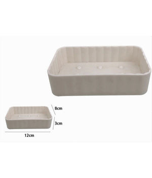 Portasapone Saponetta Da Bagno Rettangolare Bianco Rigato Accessori Arredo 79164         