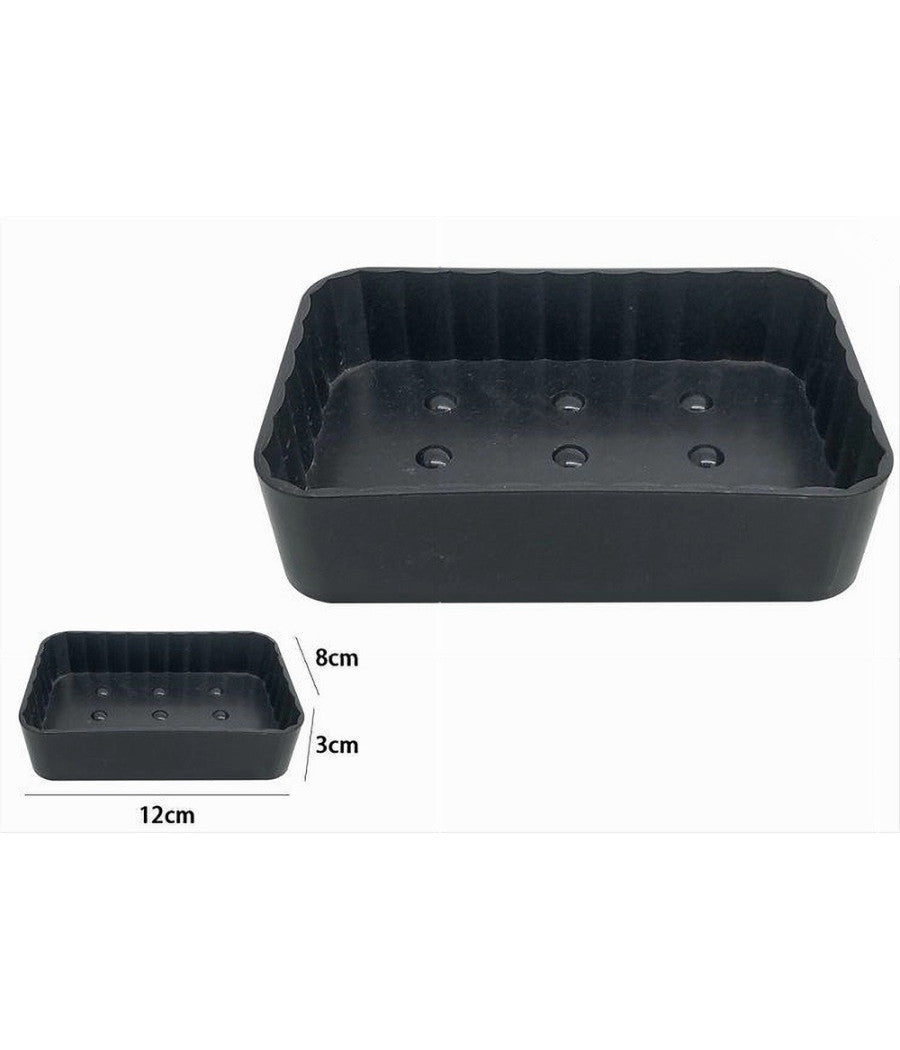 Portasapone Saponetta Da Bagno Rettangolare Grigio Scuro Rigato Accessorio 79172         