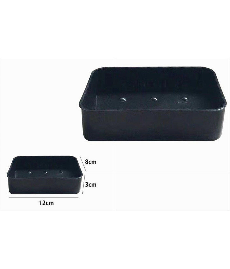 Portasapone Saponetta Da Bagno Rettangolare Nero Rigato Accessorio Arredo 79196         