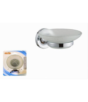 Portasapone Saponetta Da Parete In Acciaio Piattino Tondo In Vetro Satinato 79803         