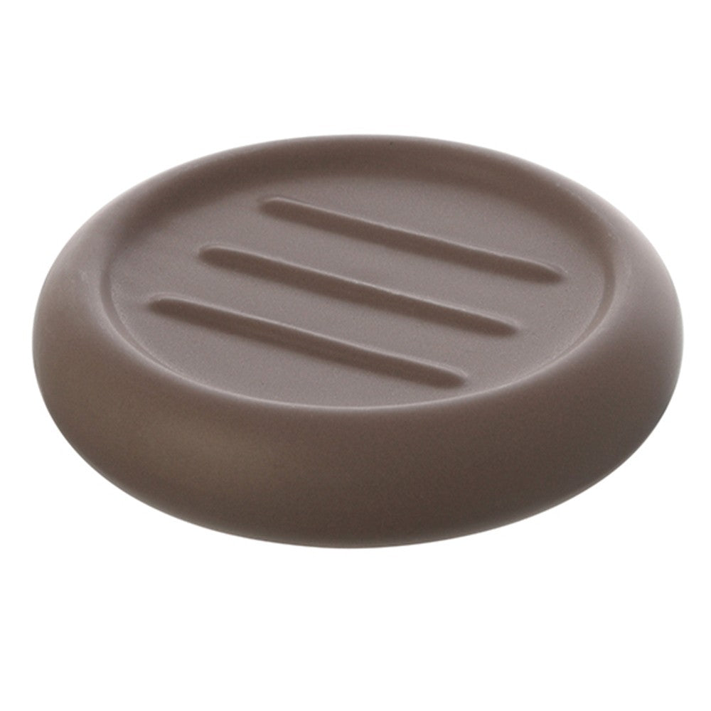 Portasapone Tondo Ceramica Tortora Da Appoggio Arredo Bagno