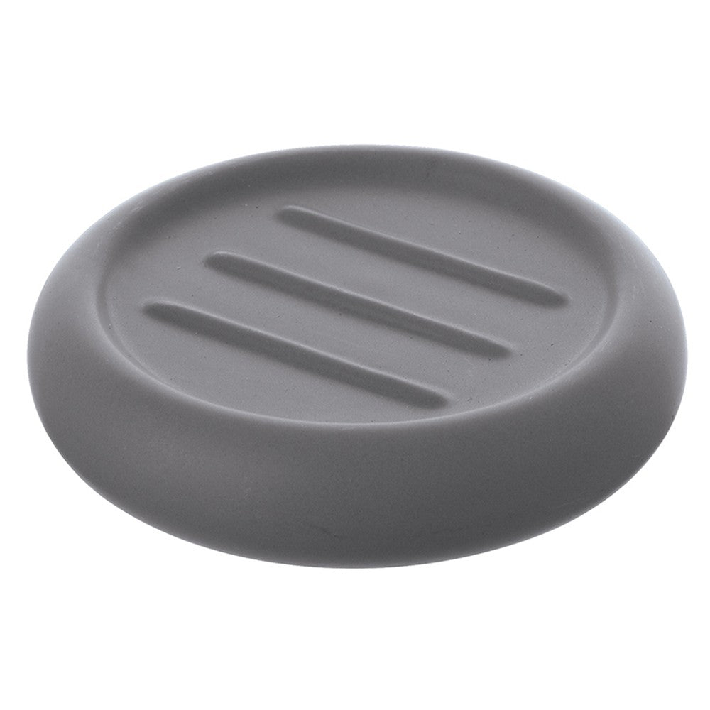 Portasaponetta tonda da appoggio in ceramica grigia