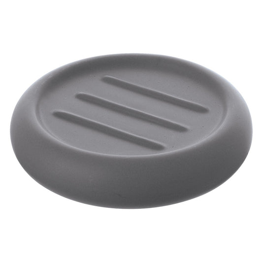 Portasaponetta tonda da appoggio in ceramica grigia