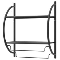 Portasciugamani da parete per bagno-Mensola a 2 ripiani in acciaio inossidabile 45x26x55cm Nero