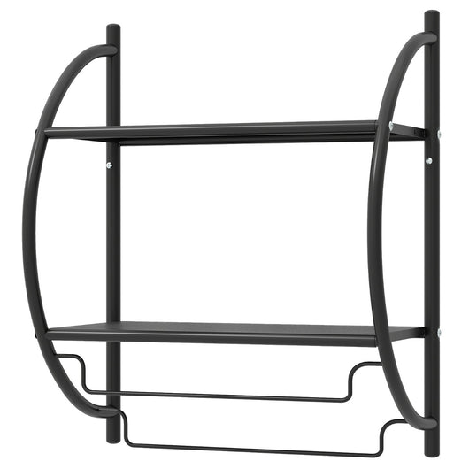Portasciugamani da parete per bagno-Mensola a 2 ripiani in acciaio inossidabile 45x26x55cm Nero