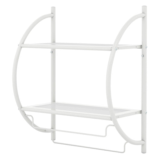 Portasciugamani da parete per bagno-Mensola a 2 ripiani in acciaio inossidabile 45x26x55cm Bianco