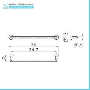 Portasciugamani 30 cm Gedy serie Project in acciaio inox cromato lucido