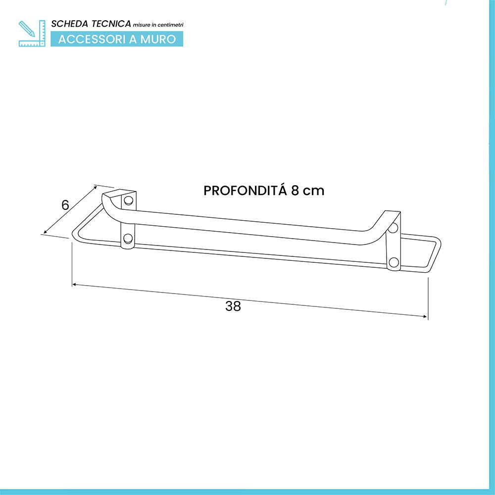 Portasciugamani 38 cm in acciaio grigio con libera installazione