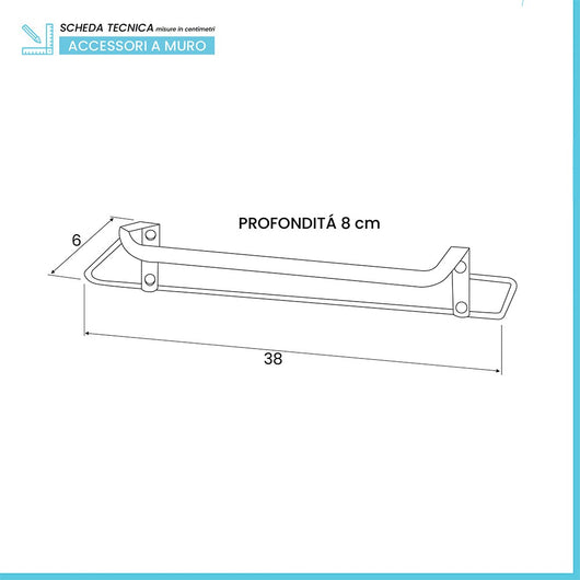 Portasciugamani 38 cm in acciaio grigio con libera installazione