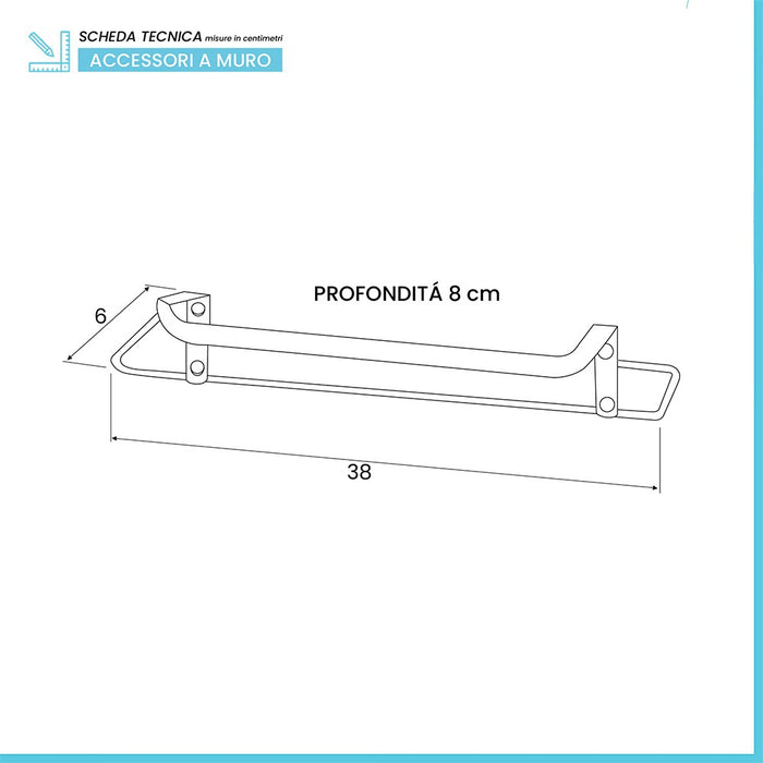 Portasciugamani 38 cm in acciaio grigio con libera installazione