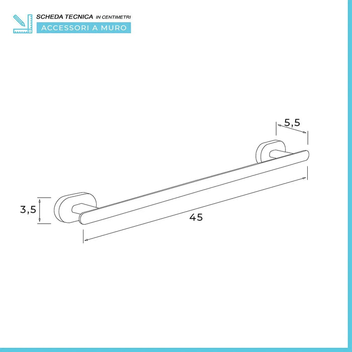 Portasciugamani 45 cm Gedy serie Bernina in acciaio inox cromato con fissaggio a muro