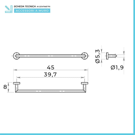 Portasciugamani 45 cm Gedy serie Project in acciaio inox cromato lucido