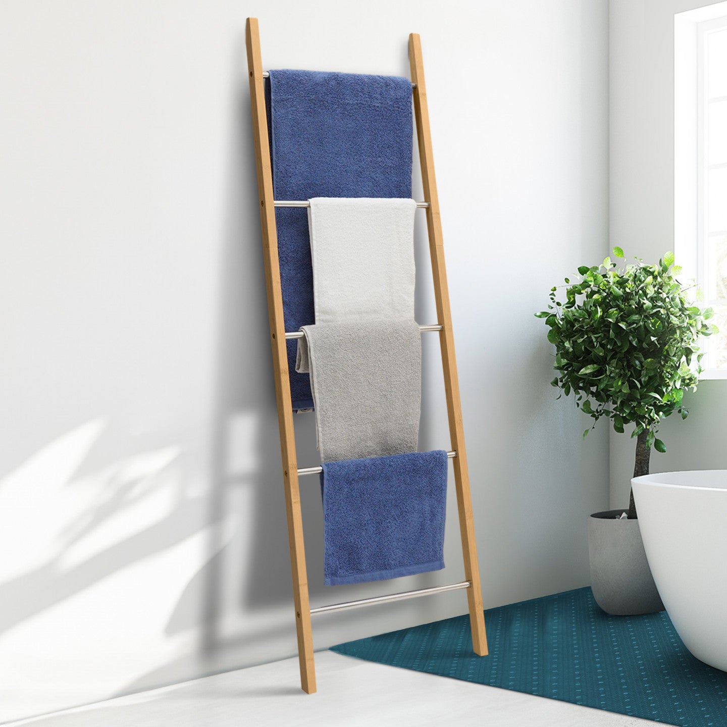 IDMarket - Portasciugamani a 5 livelli Bamboo RITA