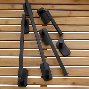 Portasciugamani a muro 35 cm in acciaio inox nero con doppio fissaggio