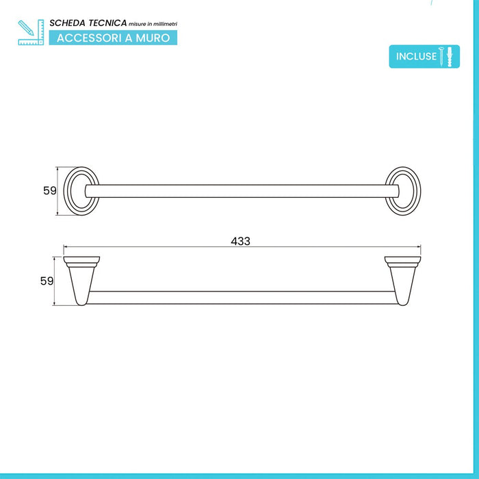 Portasciugamani a muro 40 cm in acciaio cromato  Facile