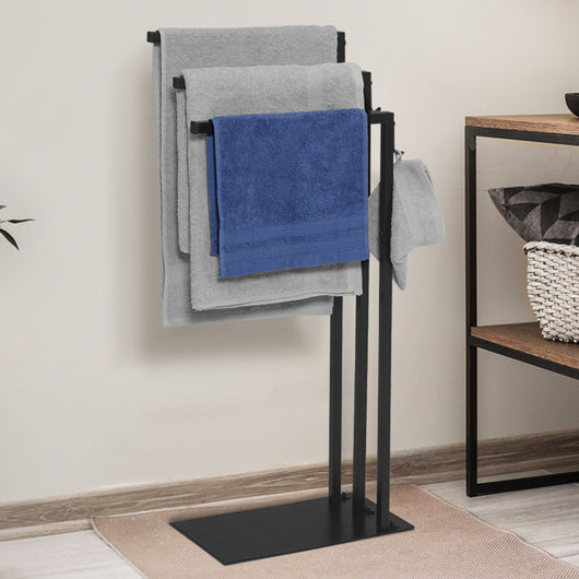 IDMarket - Portasciugamani autoportante con 3 guide laterali DALLAS design industriale in metallo nero