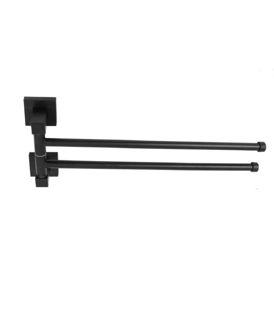 Portasciugamani Doppio In Acciaio A Due Bracci Da Parete Per Bagno Cucina Nero         