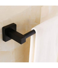 Portasciugamani In Acciaio Inox Singolo Nero Da 40 Cm Per Bagno Design Moderno         