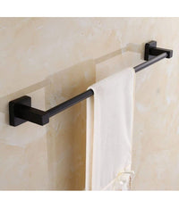 Portasciugamani In Acciaio Inox Singolo Nero Da 60 Cm Per Bagno Design Moderno         