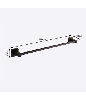 Portasciugamani In Acciaio Inox Singolo Nero Da 60 Cm Per Bagno Design Moderno         