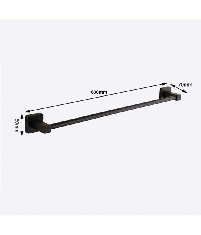 Portasciugamani In Acciaio Inox Singolo Nero Da 60 Cm Per Bagno Design Moderno         