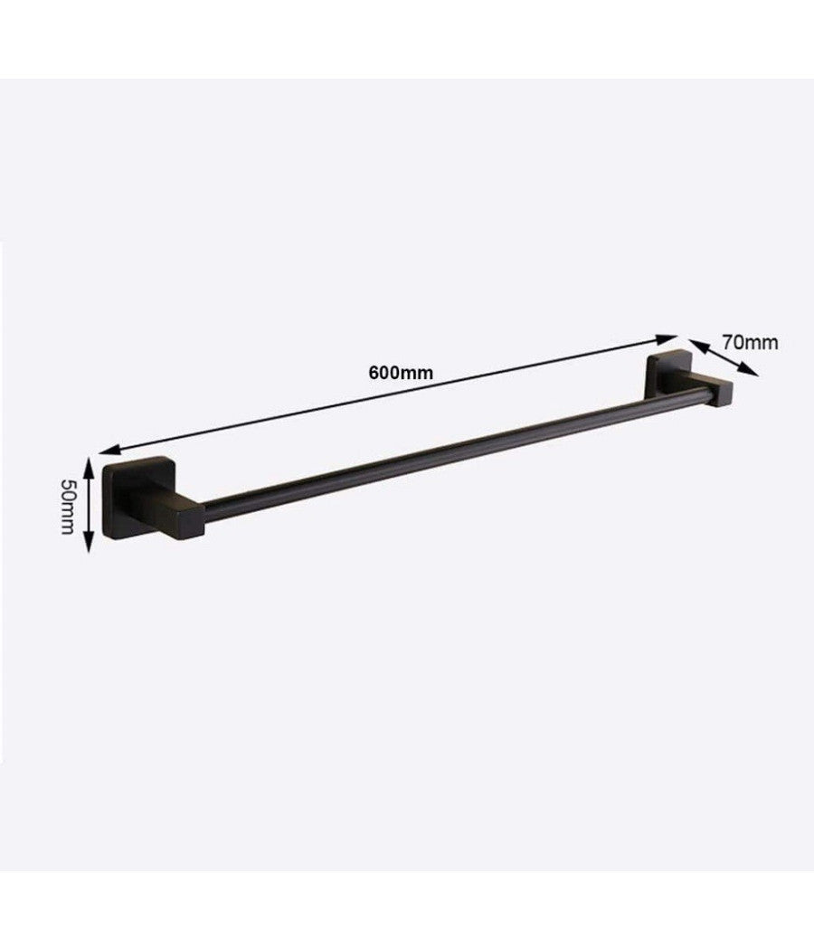 Portasciugamani In Acciaio Inox Singolo Nero Da 60 Cm Per Bagno Design Moderno         