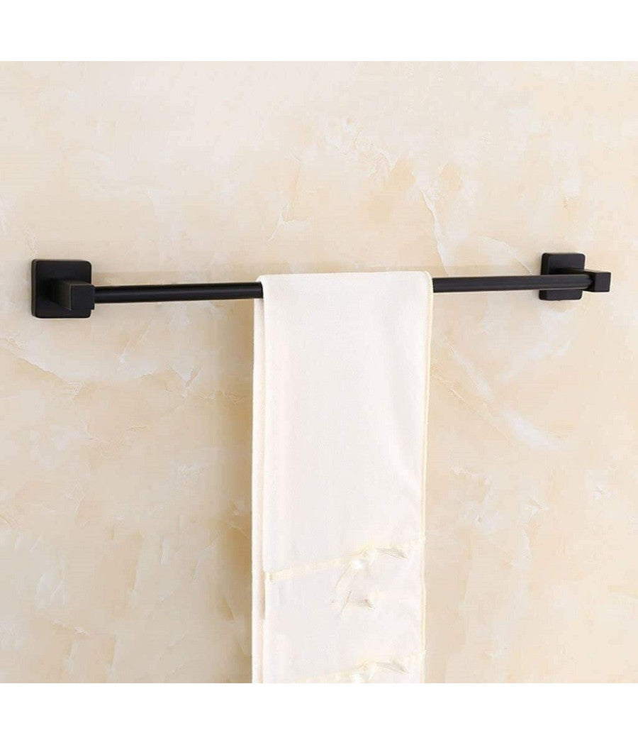 Portasciugamani In Acciaio Inox Singolo Nero Da 60 Cm Per Bagno Design Moderno         