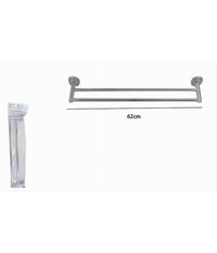 Portasciugamani Porta Asciugamano Doppio Cromato 60cm Accessori Bagno Oval 52001         