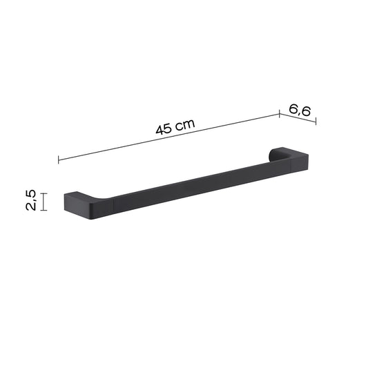 Portasalviette a muro 45 cm Gedy in ottone nero opaco | Pirenei