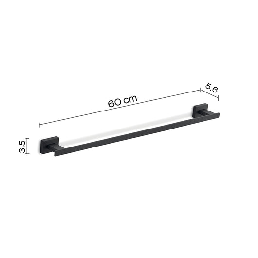 Portasalviette a muro 60 cm Gedy in acciaio nero opaco | Atena