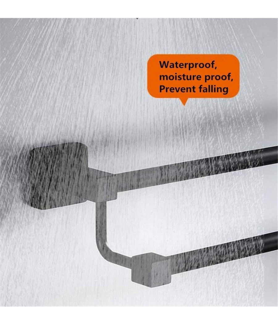 Portasciugamani Scaffale In Acciaio Nero Opaco Appendiabiti Doppio Bagno Cucina         