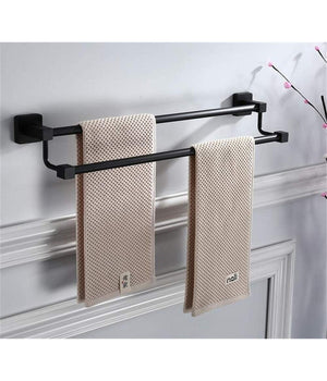 Portasciugamani Scaffale In Acciaio Nero Opaco Appendiabiti Doppio Bagno Cucina         