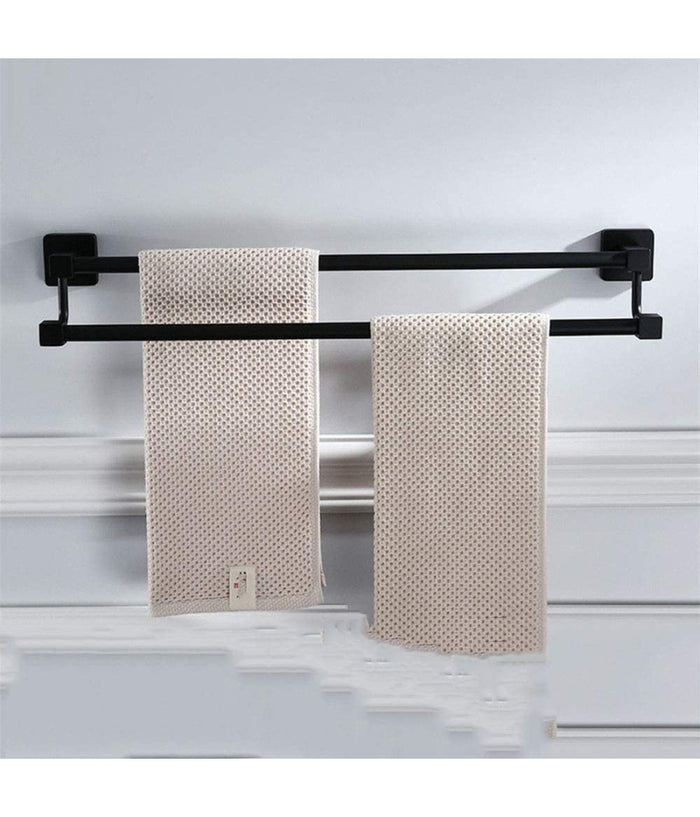 Portasciugamani Scaffale In Acciaio Nero Opaco Appendiabiti Doppio Bagno Cucina         