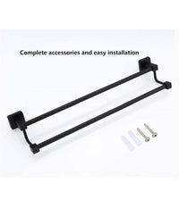 Portasciugamani Scaffale In Acciaio Nero Opaco Appendiabiti Doppio Bagno Cucina         