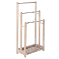 Portasciugamani in legno autoportante con mensola inferiore, Porta asciugamani a 3 livelli leggero Beige-Portasciugamani