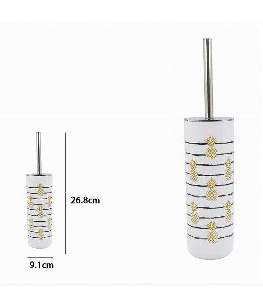 Portascopino 9.1x26.8cm Con Scopino Accessori Bagno Wc Toilette Con Ananas 69761         