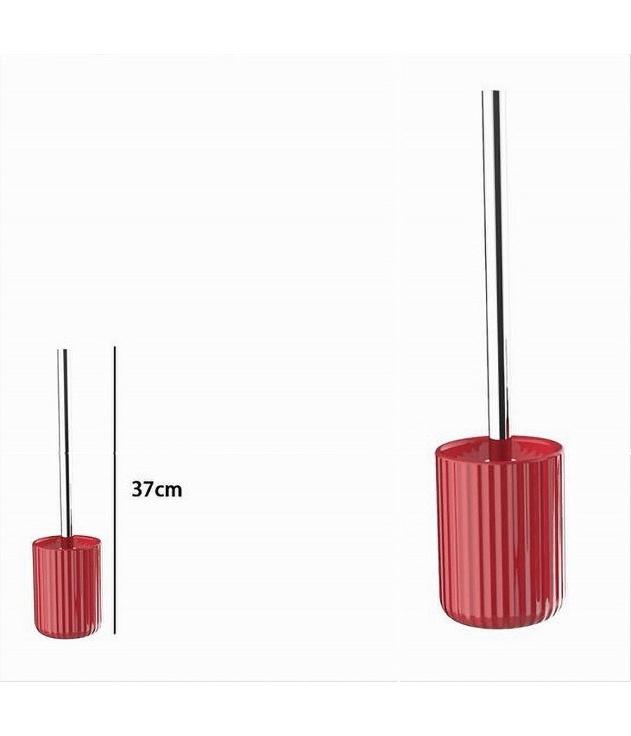 Portascopino Arredo Per Bagno Wc Toilette Rosso Rigato Con Scopino Completo 69914         
