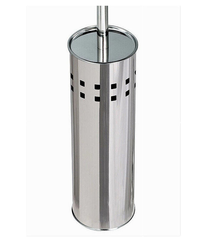 Portascopino Bagno Contenitore Spazzolone Wc In Acciaio Satinato Decorato 69442         